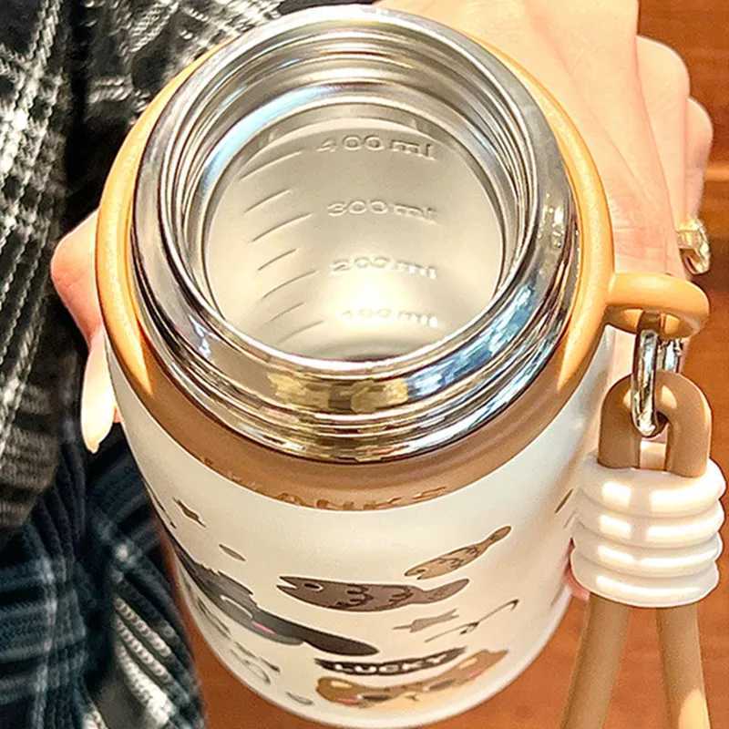 500ml vacuum film with cup stainless steel hot-dip galvanized water bottle with handle portable hot-dip galvanized Y241211