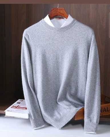 Mens Mink Cashmere Sweater O-Neck Pullovers Knit Large Size Mink Sweater Winter New Tops Long Sleeve High-End JumpersXJ240814