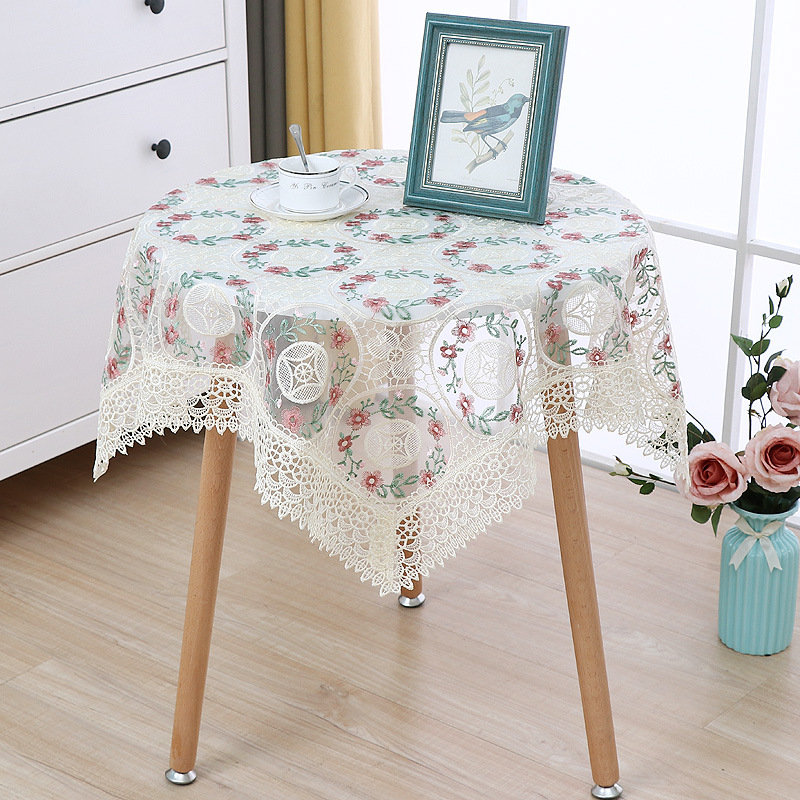 2025 Embroidered Fabric Tablecloth Lace Dining Square Coffee Table Cloth