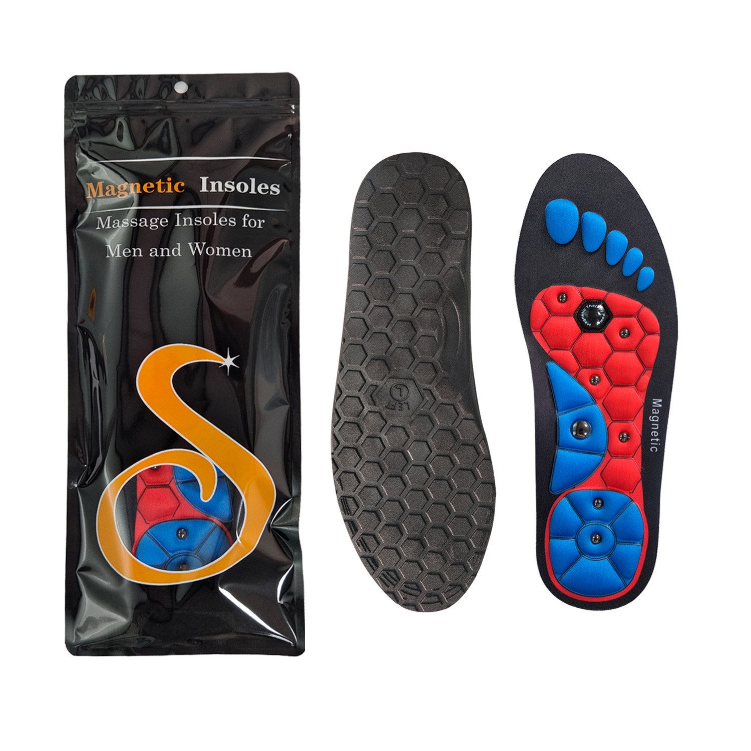 Shoe Parts Accessories Acupressure Magnetic Massage Insoles New For Foot Therapy Reflexology Pain Relief Health Massager Arch Support Shoes Soles Inse