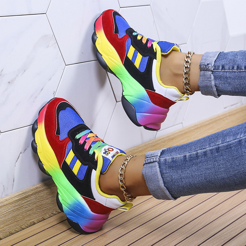 Daddy shoes match color thick sole casual light women's shoes soft sole casual increase large size sports shoes Plus size 35-43