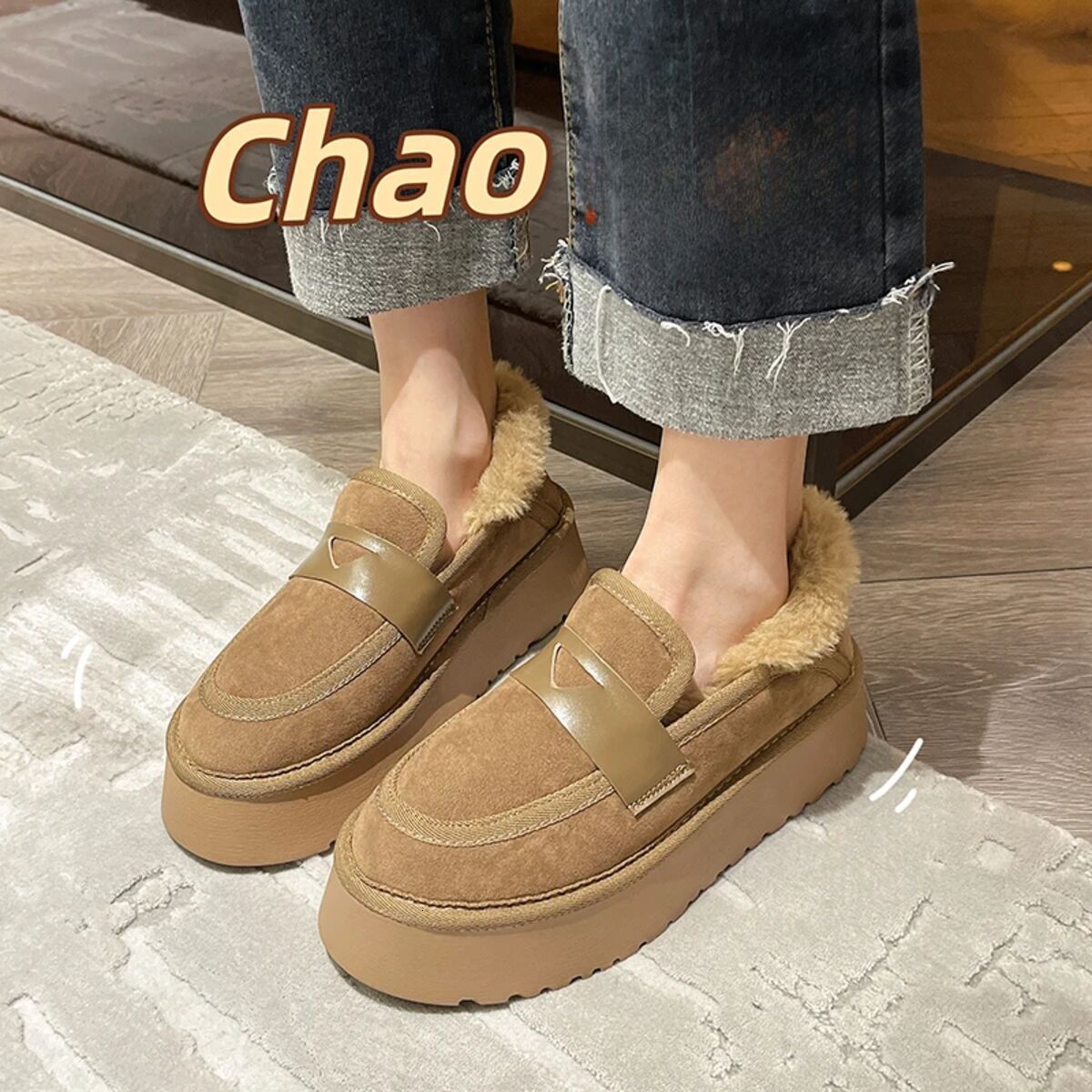 New Women's Leather Boots Winter Shoes Round Head Flat Heel Boots Women's Thick Bottom Australian Plush Rubber Designer Trendy Casual Shoes