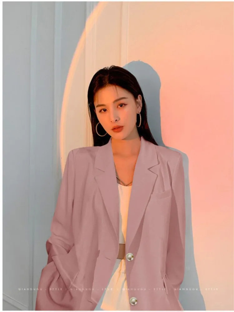 Casual long sleeved suit office ladies spring autumn fashion elegant solid womens jacket black 241211
