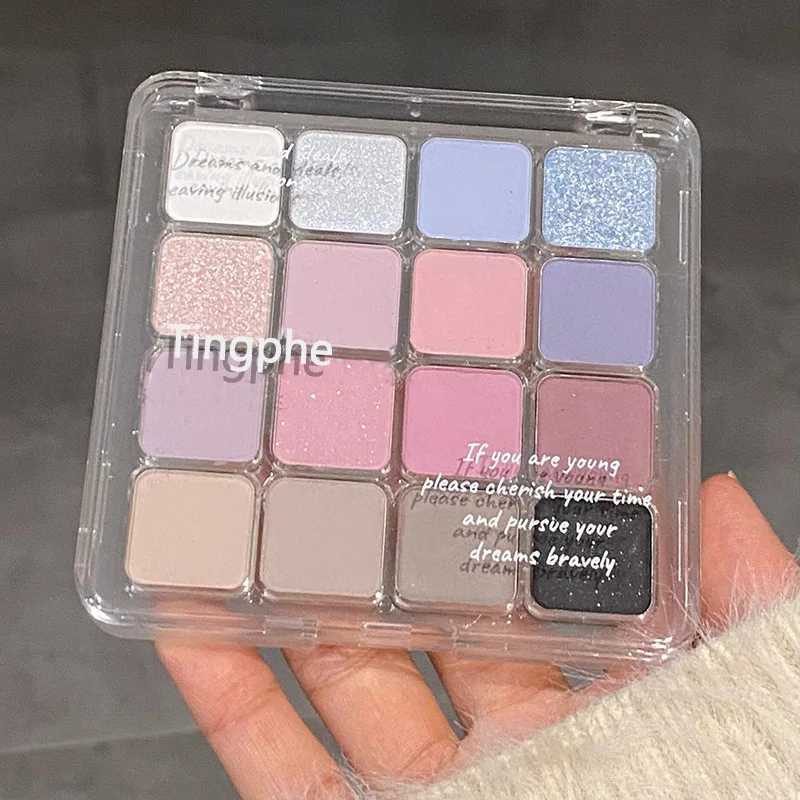 Pink peach glass matte eye shadow palette 16 color glitter earth color eye shadow pigment waterproof durable Korean cosmeticsW241212