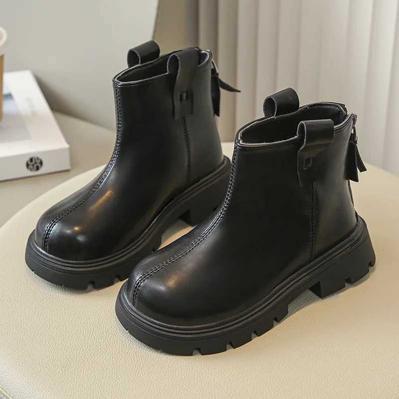 Boots Children Leather warm Girls Fashion 2024 Winter New Casual Comfortable Short Kids Versatile Anti-slip Cotton H241212LSTX