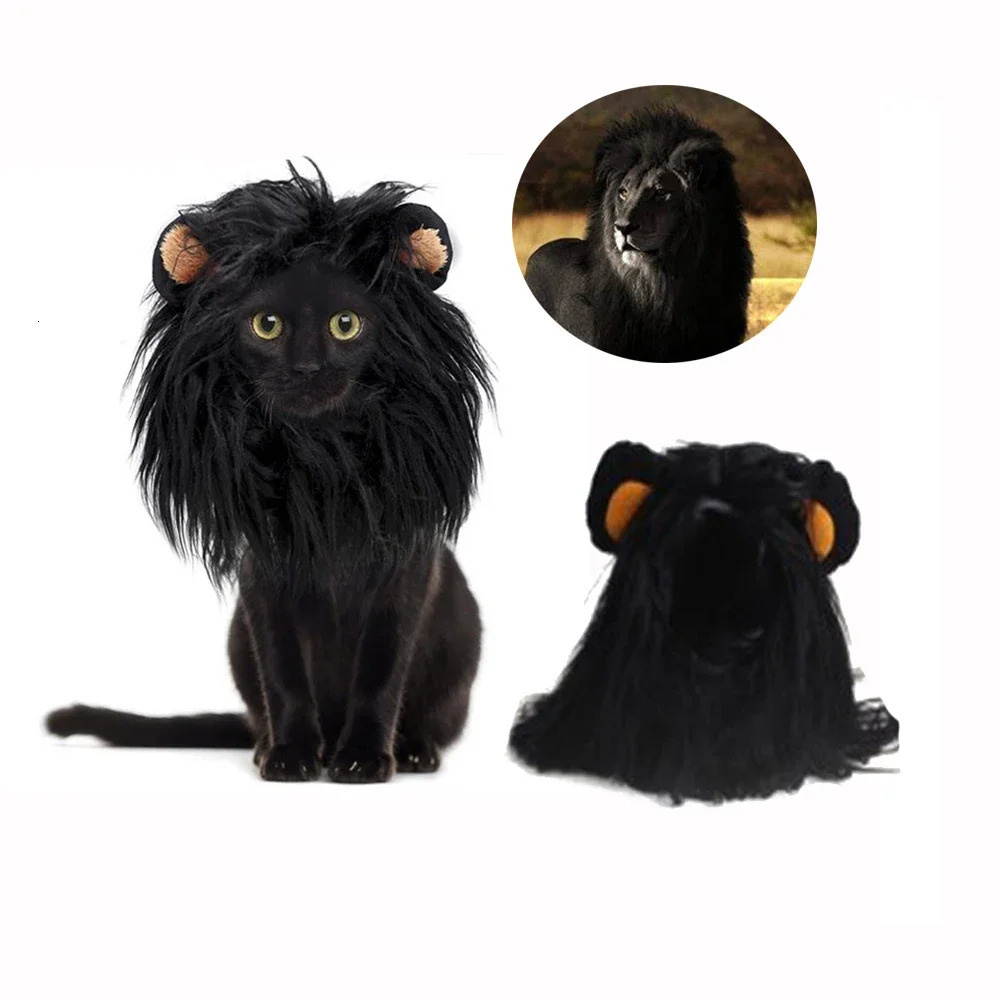 Cat Dog Costume Lion Headgear Long Hair Lion Mane Wig For Dogs Cat Funny Cosplay For Costumes Halloween Christmas Pet Hat 241212