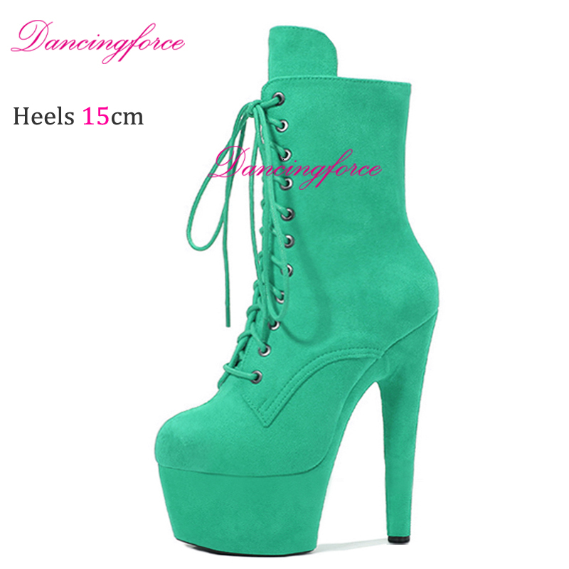 15Cm/6Inche Sexy Black Suede Stripper Pole Dancing Girls Exotic High Heels Platform Shoes Women Ankle Boots Fast Shipping