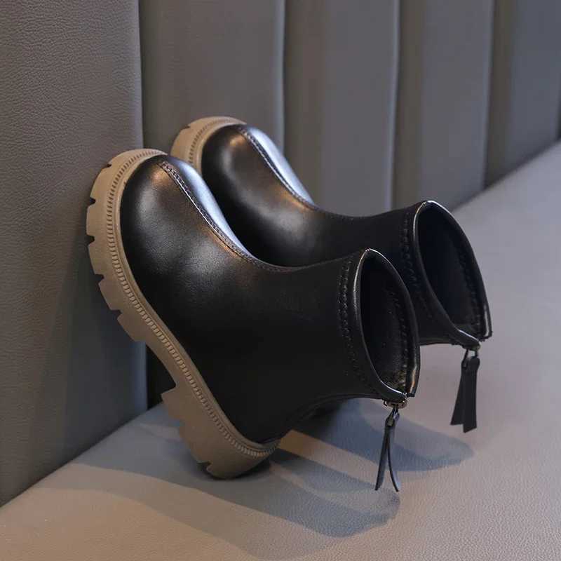 Boots Children Short for Girls Boys 2024 Autumn Winter New Fashion British Style Soft Comfortable Anti-slippery Versatile Shoes H2412123YWP