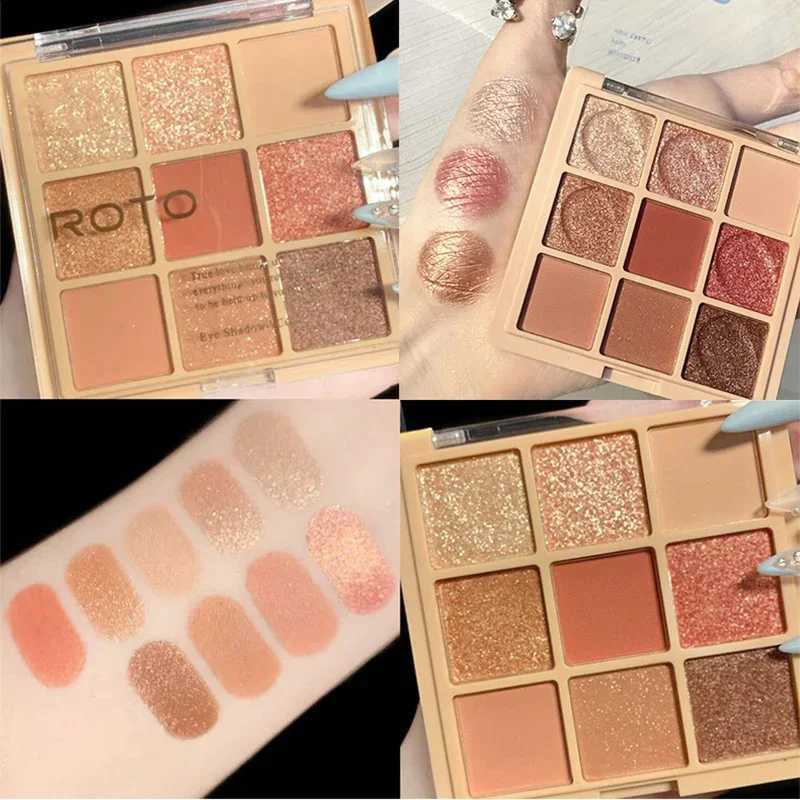 9-color super nude matte eye shadow palette flash durable waterproof eye shadow tray flash eye shadow pigment makeupW241212