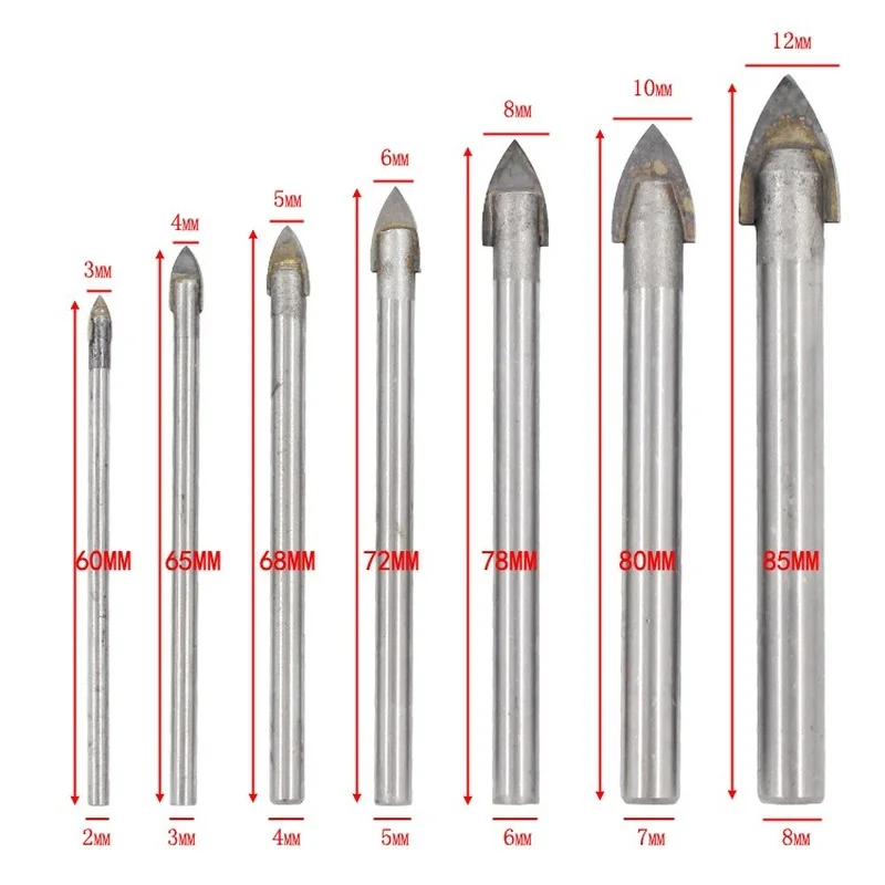 4/6/7pcs Glass Marble Porcelain Spear Head Ceramic Tile Drill Bits Set Spade for Ceramic Wall Concrete Hole Opener