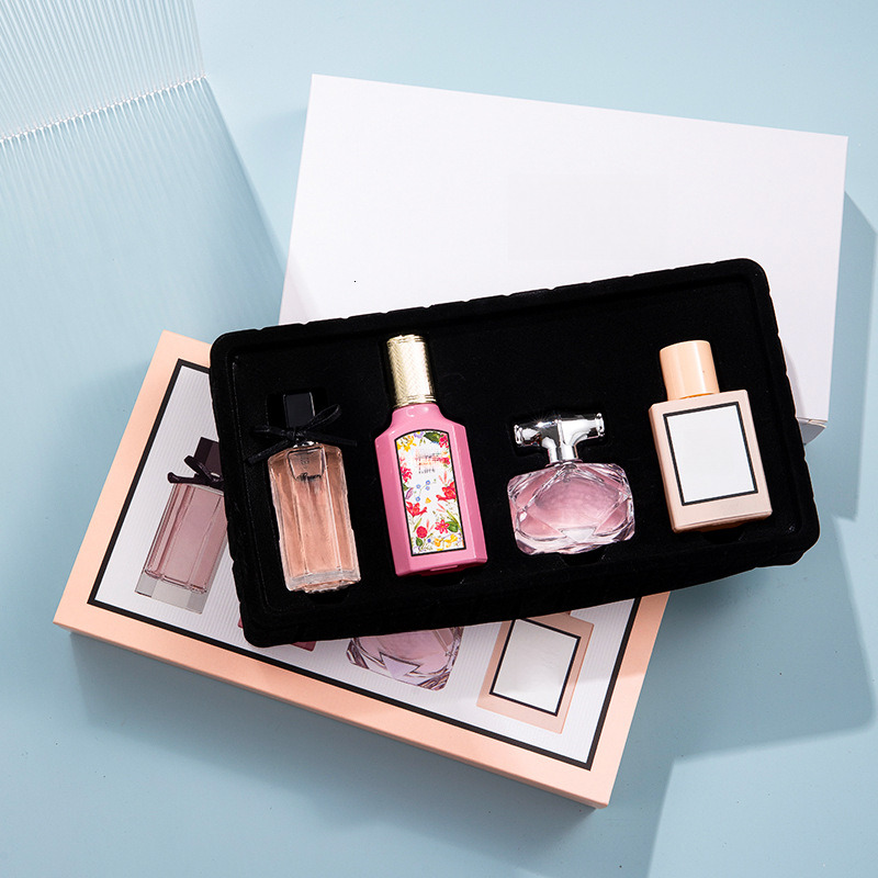 Women perfume 4-piece gift box durable fragrance flowers perfume package mail wholesale
