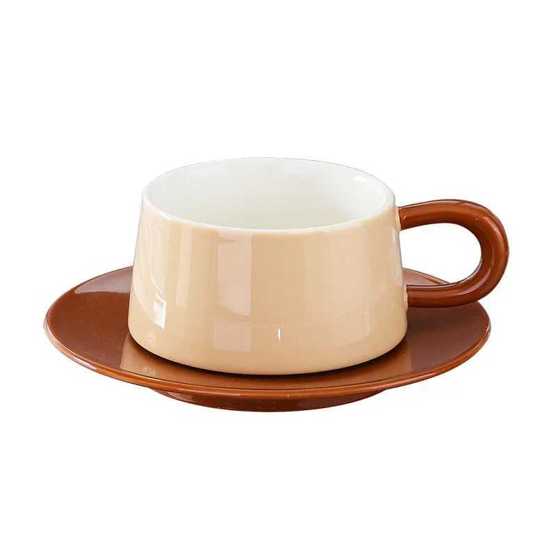 European style creative retro ceramic cup with high aesthetic value tea cup and sauce set luxury coffee g afternoon tea g Y241211