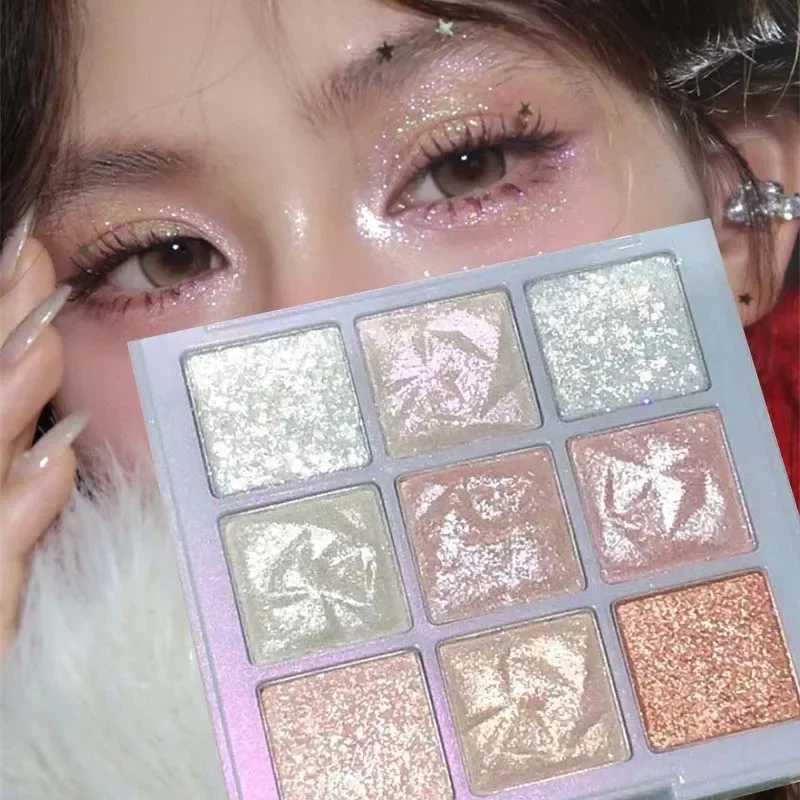 9-color glitter snowflake eye shadow palette fantasy girl glasses eye shadow matte highlight cool color charming eye shadow makeupW241212