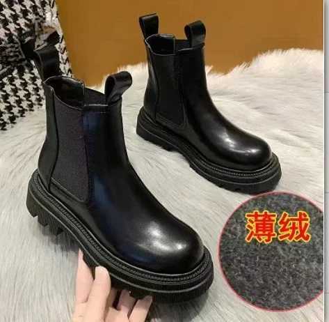 wens platform boots brown hot black beige white autumn and winter thick leather short punk Gothic shoes Z241212