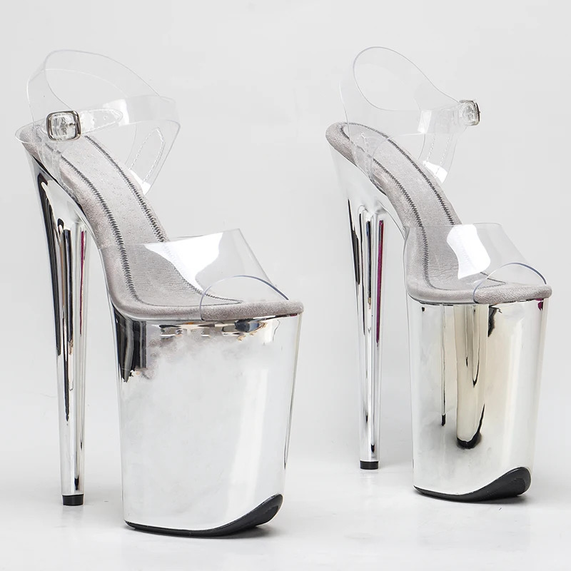 Leecabe 23Cm/9Inches PVC Upper Plating Platform Sexy High Heels Sandals Pole Dance Shoes