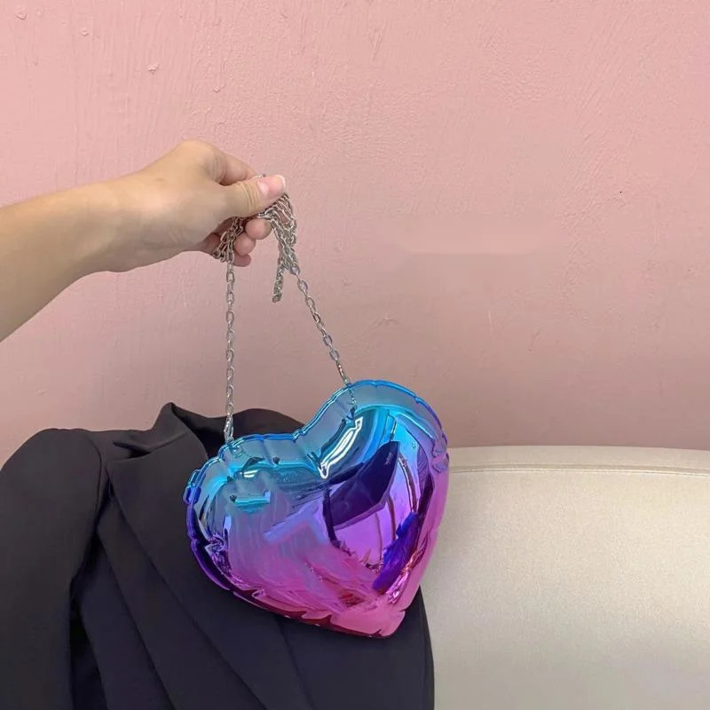 er Acrylic Clutch Bag Gold Silver Pink Women Chain Evening Party Bag Cute Heart Shape Shoulder Crossbody Bags Small Purse 241212