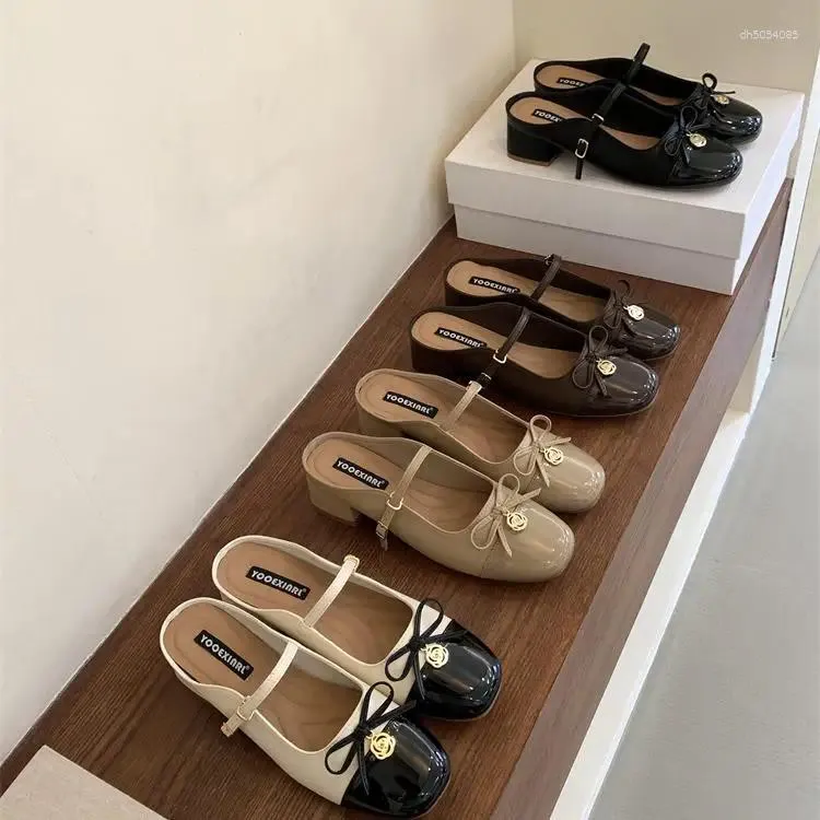 Slippers Shoes Women Cover Toe Ladies' Square Heel Slides Soft Summer Block Designer Slipper