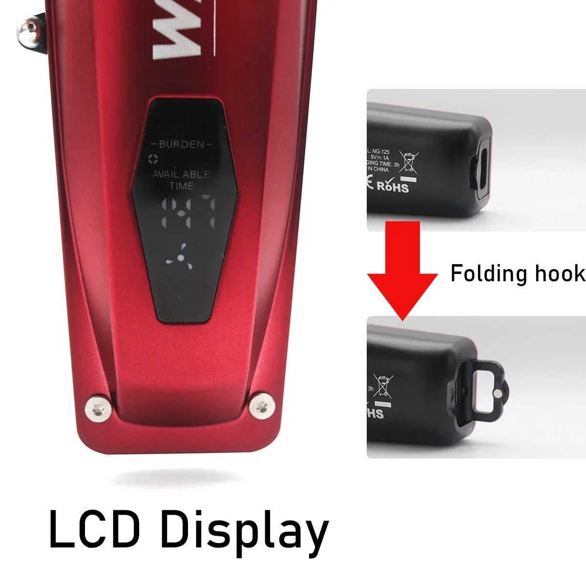 WMARK NG-125 7901 Mens Professional Hair Clipper Kit LCD Display Ceramic Blade USB Port Hair Clipper Electric Shaver W241212
