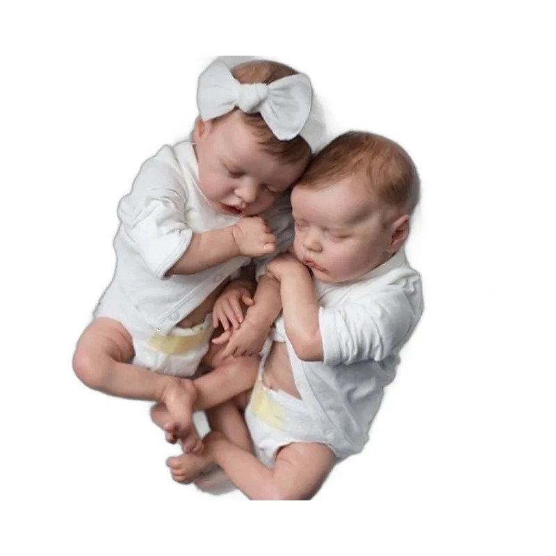 48CM Full Body Silicone Reborn Baby Doll Boy Girl TWIN A TWIN B born Doll Lifelike Soft Bebe Reborn De Silicona 241212