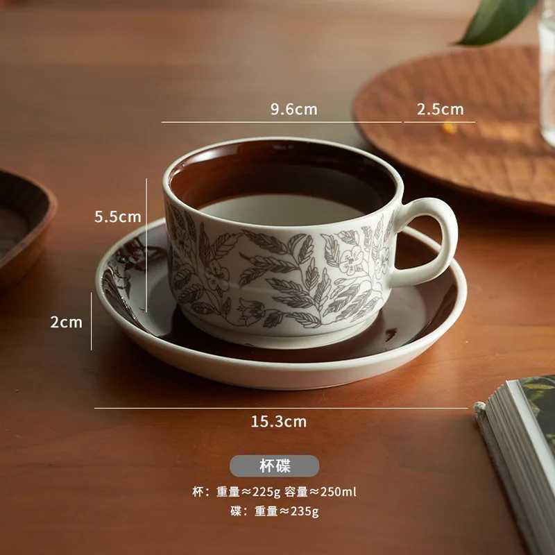 Ceramic coffee cup and sauce lamp luxurious high beauty value afternoon tea cup retro latte cup Y241211