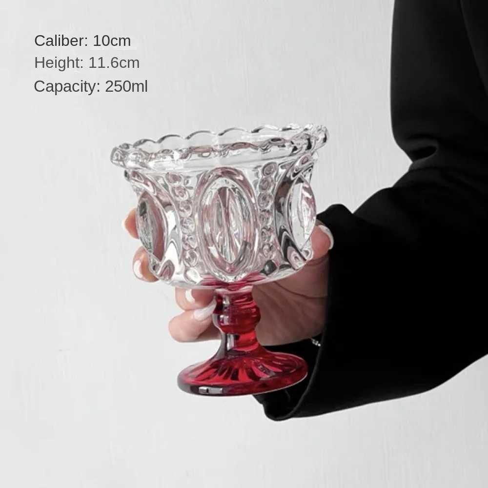 Irregar Shape Creative Retro Crystal Cup Exquisite Transparent Standing Cup Dessert Cup Y241211