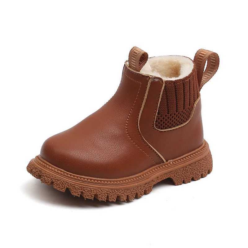 Boots Baby Winter Warm Shoes Kids Fleece Thickened Boys Girls Fashion Leather Children Anti-Skid Outdoor Plush Sneakers H2412124O8I