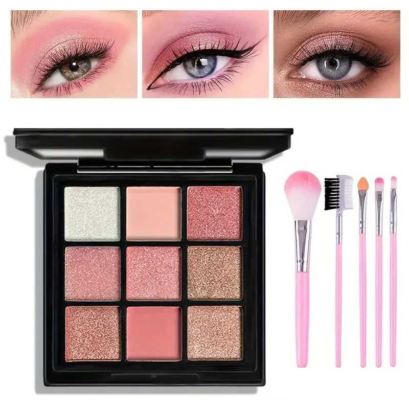 9-color matte eye shadow palette shimmer rose pink glass eye shadow female nude cosmetics Korean makeupW241212