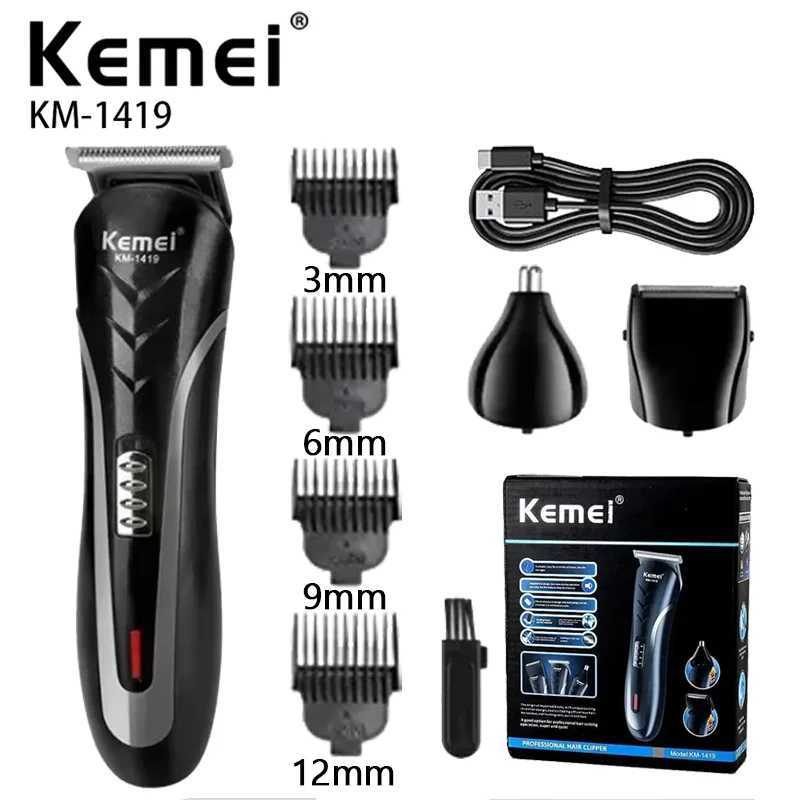 Kemei KM-1419 Rechargeable Electric Hair Clipper MenS Household Shaver Hair Trimmer and Nose Trimmer 3 in 1 Hair Clippers Men W241212