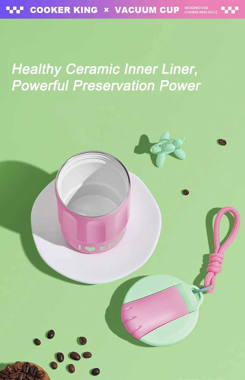 COOKER KING 304 stainless steel inflatable cup large capacity student cup portable coffee water cup used for hiking trips Y241211