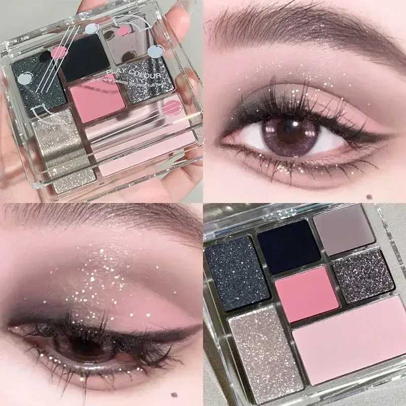7-color eye shadow palette gray pink powder punk smoke eye shadow B highlight South Korea Shining eye shadow South Korea cosmeticsW241212