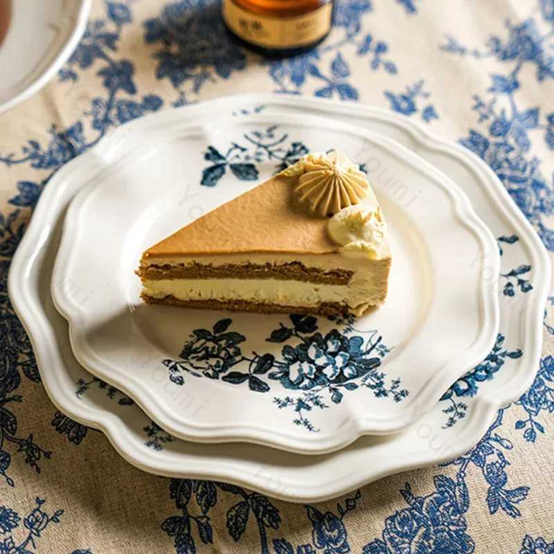 Vintage French style ceramic coffee cup luxurious dessert shop exquisite coffee cup and plate set afternoon tea fruit bowl Y241211