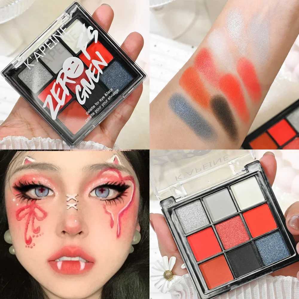 9 Colors Glitter Sequin Eyeshadow Palette Christmas Halloween Cool Goth Red Black Matte Eyeshadow Palette Korean CosmeticsW241212