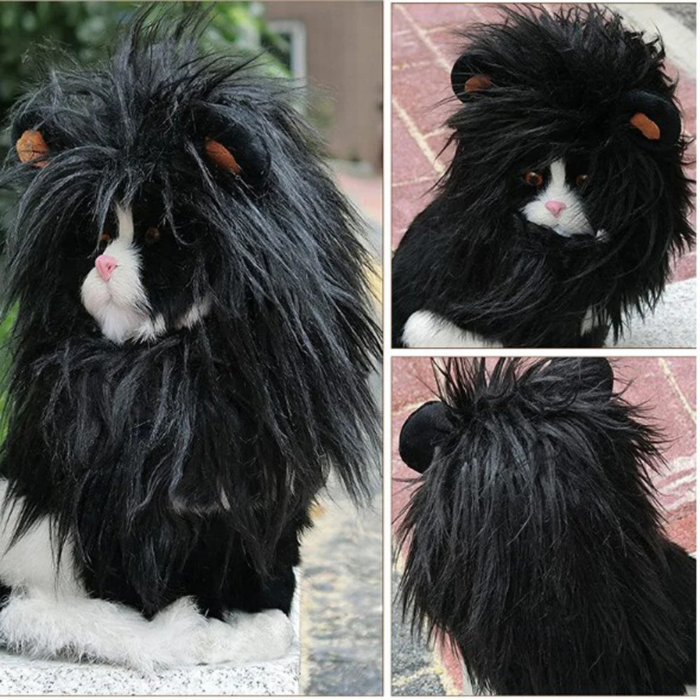 Cat Dog Costume Lion Headgear Long Hair Lion Mane Wig For Dogs Cat Funny Cosplay For Costumes Halloween Christmas Pet Hat 241212