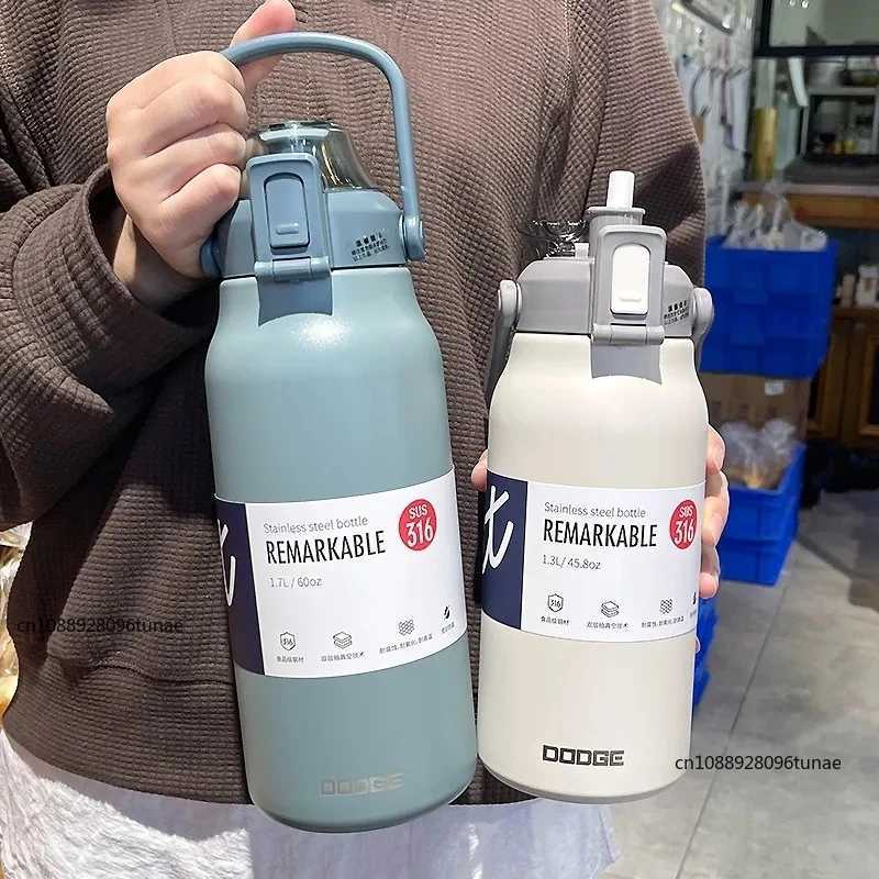 Dodge 1300ML/1700ML stainless steel hot water bottle sports water bottle keeps hot and cold g hot drink cup Y241211