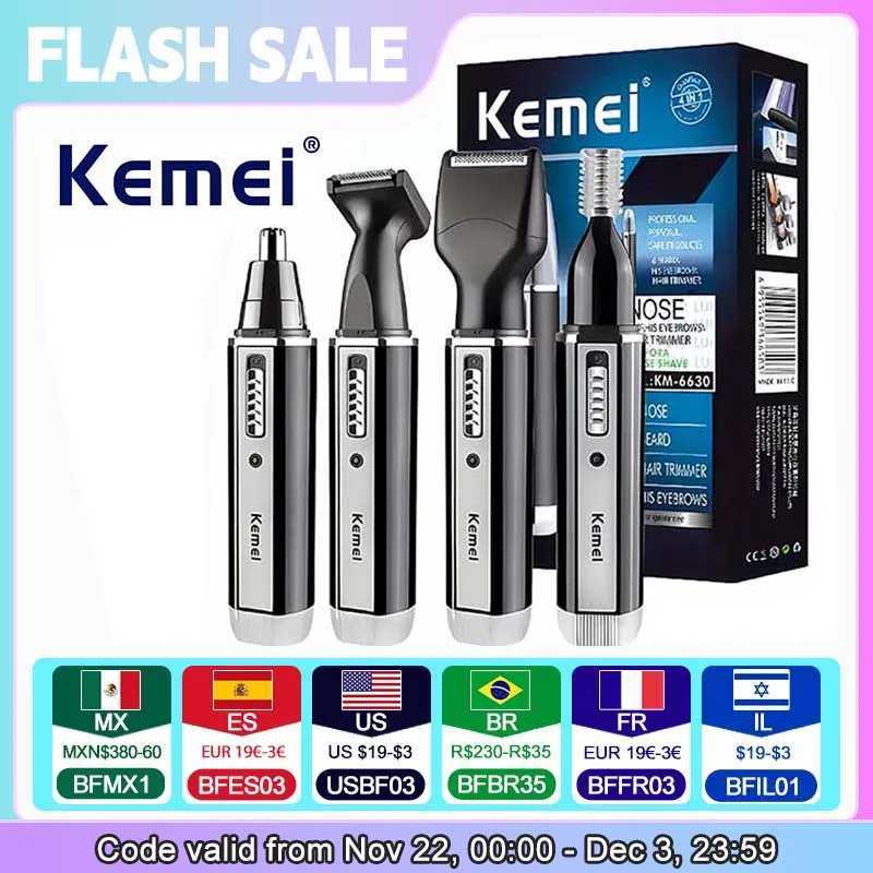 Kemei KM-66304-in-1 Professional Electric Rechargeable Nose Ear Hair Trimmer Shaver for Mens Personal Care Tools W241212
