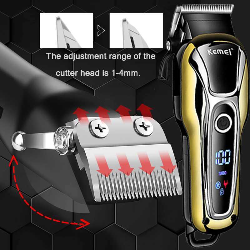 Kemei Hair Clipper Electric Hair Trimmer Professional Mens hair clipper cordless beard trimmer LED display Wireless Hair Cutter W241212