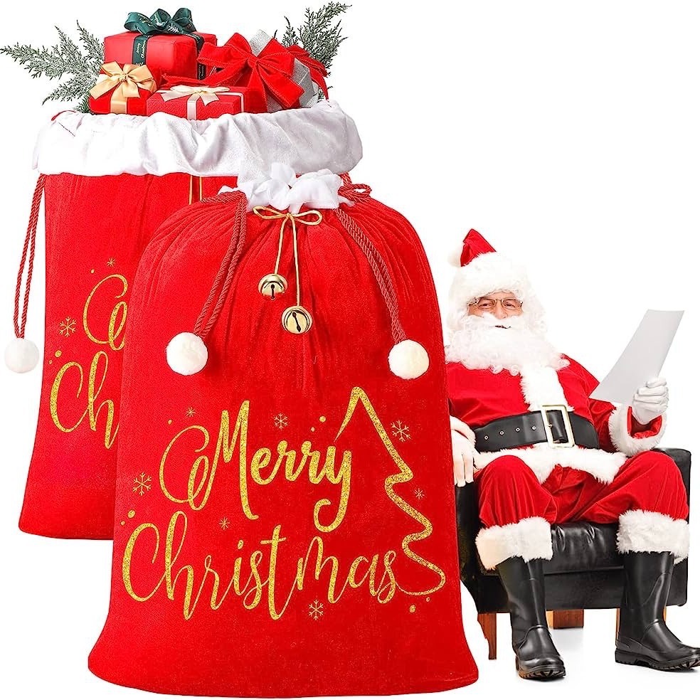 2025 new Merry Christmas Candy Snack Drawstring Pouch Wrapping Bag Xmas Gifts Bracelet Jewelry Packaging Storage Bags