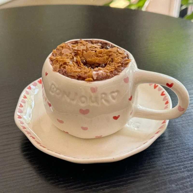 Coffee sauce Irregar sandwiched in handwritten ceramic tea cups afternoon tea milk dessert cups gift water Y241211