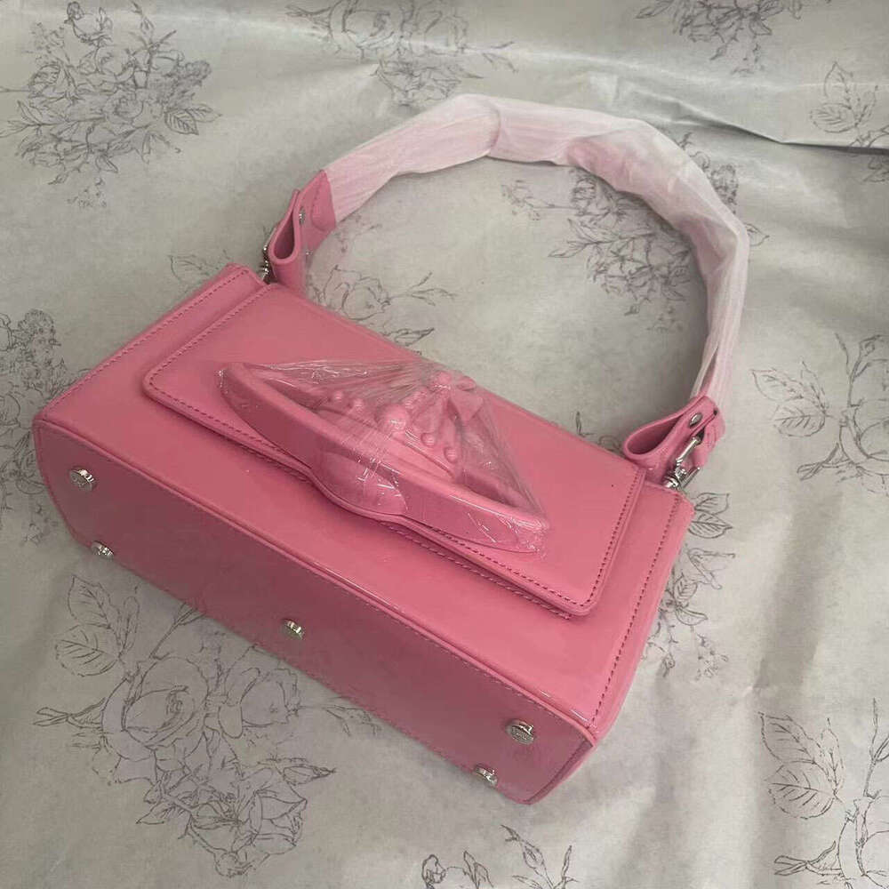 Empress Dowager Saturn's for Women 2024 New High end Light Luxury One Shoulder Women's Pink Chain Crossbody Small Square Bag