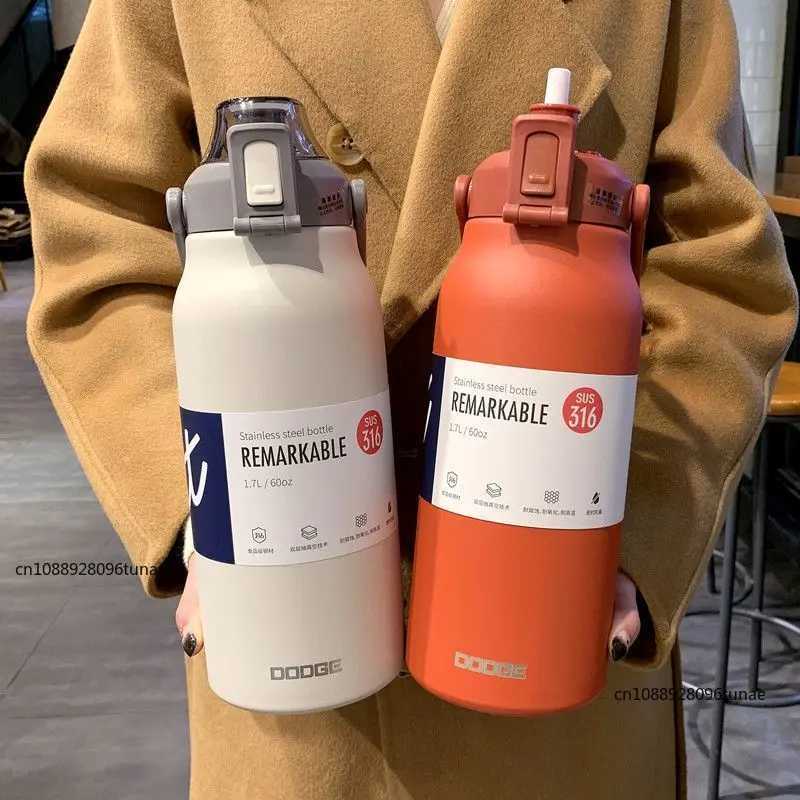 Dodge 1300ML/1700ML stainless steel hot water bottle sports water bottle keeps hot and cold g hot drink cup Y241211