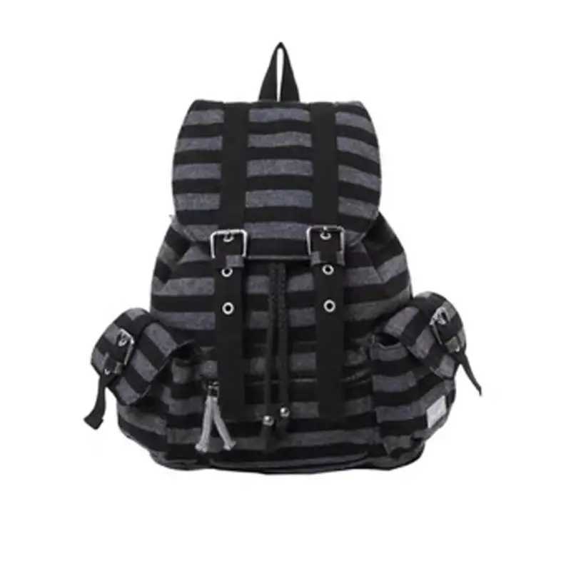 Vintage Y2k Ahetic Casual Backpack Wen Students All Mah Backpacks Ctrast Color Striped Fem Schoolbags Fi Trendy Z241212