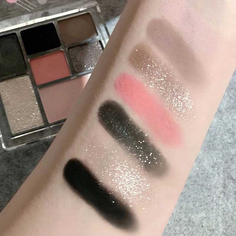 Pink Black Color Shimmer Eyeshadow Palette Glitter Sequins Shiny Eye Shadow Eye Pigments Millennial Style Girls Makeup PaletteW241212
