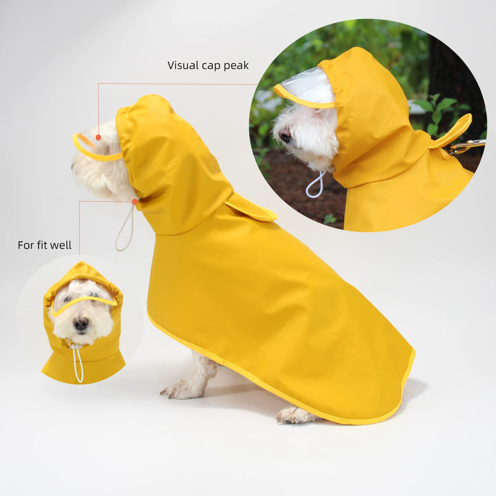 Dog Raincoat Waterproof Soft PU Breathable Dog Rain Jacket for Small Dog Hooded Dog Rain Coat with Transparent Cap Protect Belly 241212