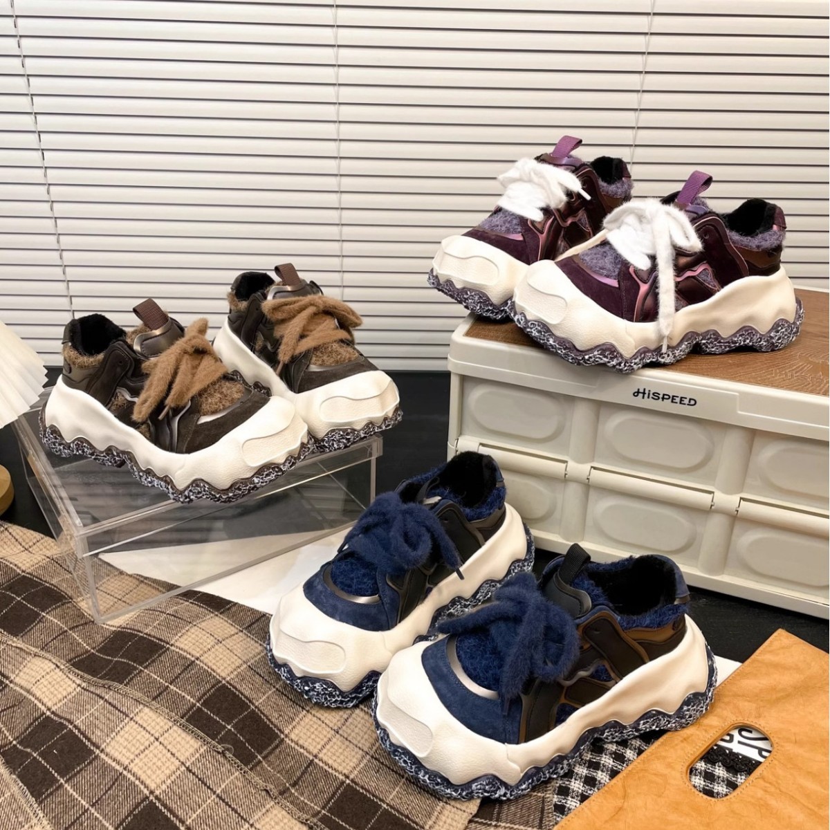 Women Casual Shoes:Thick Sole Hot Sale Fashion Versatile hot Designer Shoes Increase Height Trendy,Brown/Blue/Purple,Free shipping