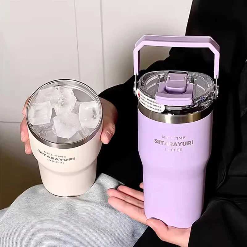 20oz Dual Beverage Hot Cup Large Capacity Vacuum Crazy Hot Bottle Bly Absorbent Cup Portable Car Coffee Y241211