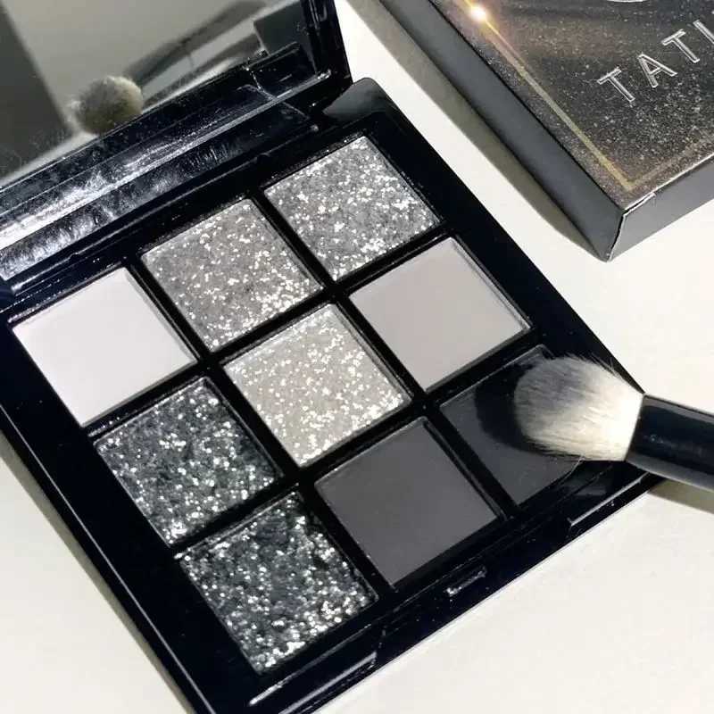 9-color punk matte glitter eye shadow palette shimmer eye shadow makeup palette cool color gray black eye pigment paletteW241212