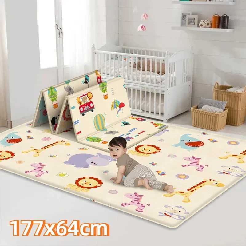 177 * 64cm Folding Baby Play Mat Education Childrens Carpet Kindergarten Crawling Mat Childrens Carpet Activity Game Toy Gift W241221