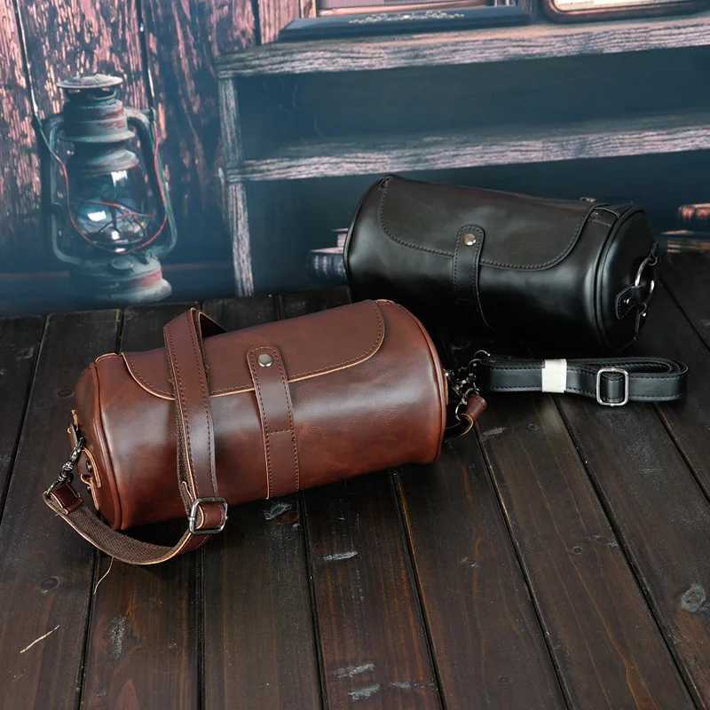 Luxury Retro Barrel Shaped Shoulder Bags Men Crossbody Bag Fashion Design Messenger Bag Mens Crossbody Shoulder Bag Male 2021C241212