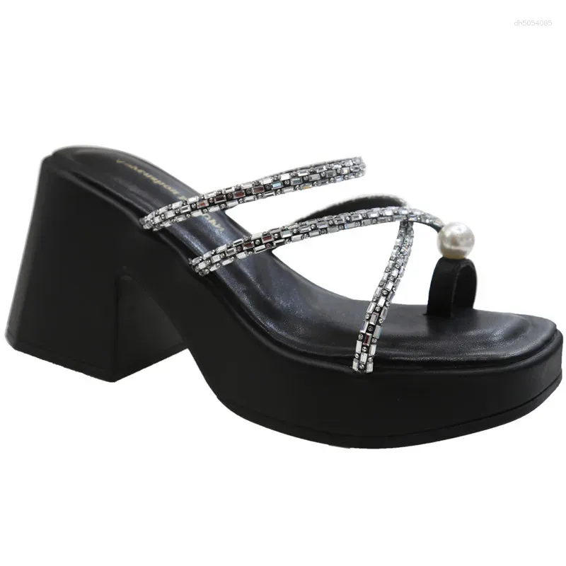 Slippers Women Summer Rubber Flip ps Shoes Slides On A Wedge Square Toe Pantofle Platform Low Hawaiian Soft Designer G