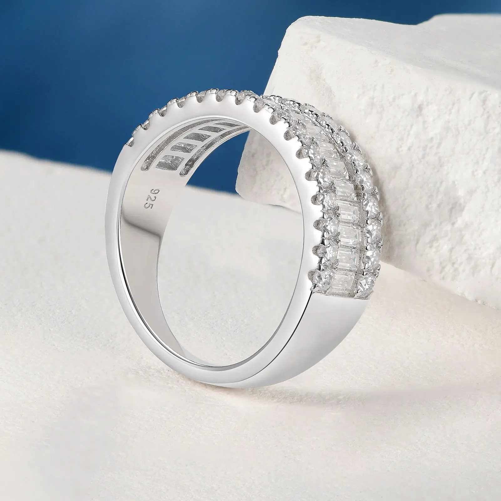 she D Colored Ring Womens Semi Eternal Band 925 Pure Silver Wedding Engagement Stunning Jewelry 241210